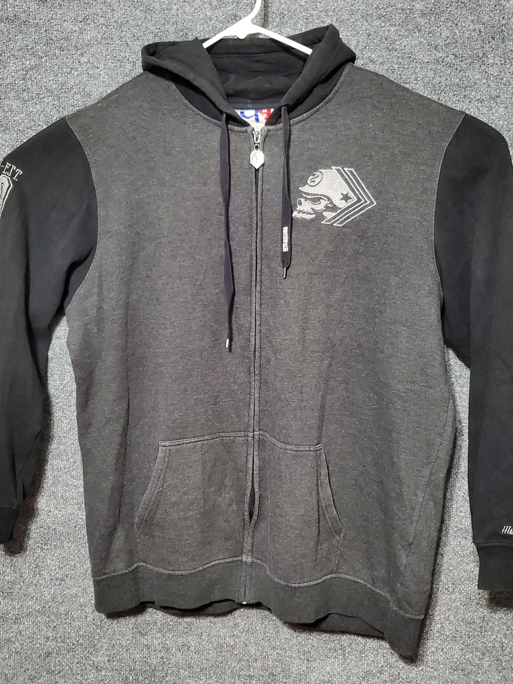 Metal Mulisha Raglan Zip Up Hoodie Mens 2XL Skull Military Y2K Grunge Rock Goth